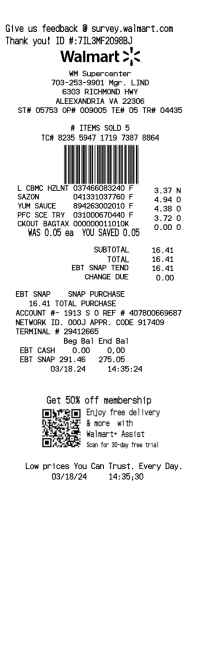 Walmart receipt template 2024