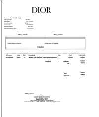 DIOR invoice template image