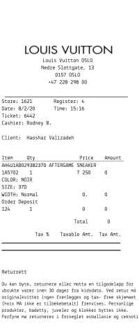 Louis Vuitton euro receipt template image