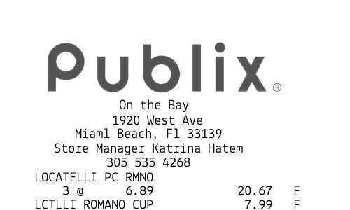 Publix receipt template image