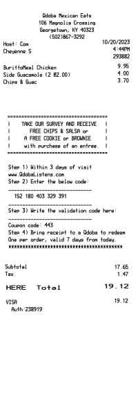 Qdoba receipt template image