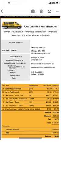 Stanley Steamer receipt template image