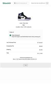 StockX receipt template In-App image