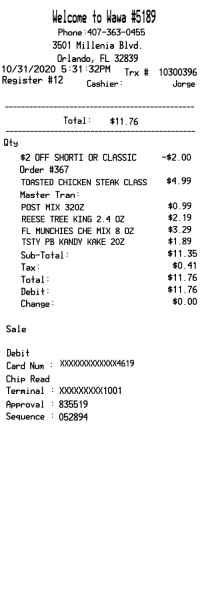 Wawa receipt template image