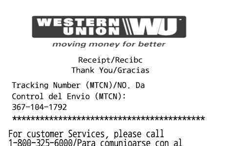 Western Union receipt template