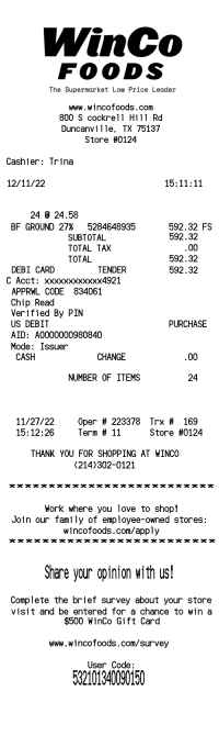 Winco receipt template image