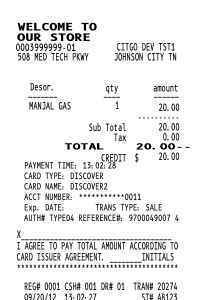 Citigo Gas receipt template image