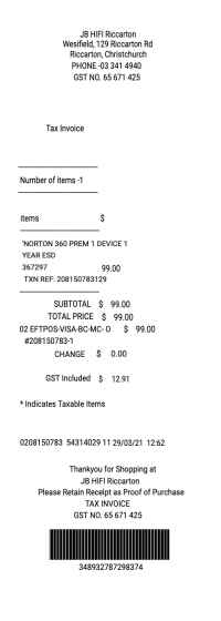 JB HI-FI receipt template2 image