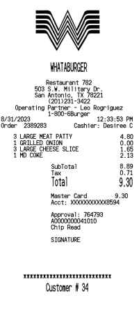 Whataburger receipt generator image