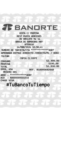 BANORTE payment receipt template Mexico