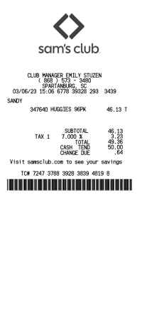 Sams Club receipt template 3 image