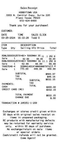 Hobbytown receipt template image