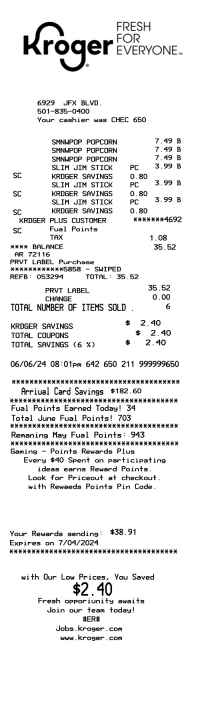 Kroger receipt template image