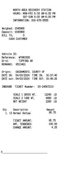 Recovery Station receipt template image