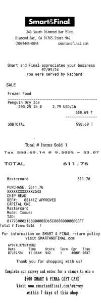 Smart Final receipt template image