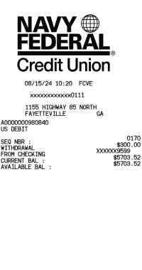 Navy Federal ATM Receipt template