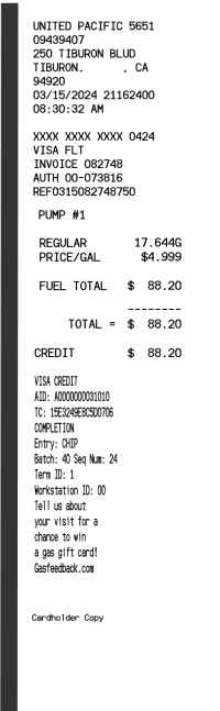 Gas station receipt fuel template image