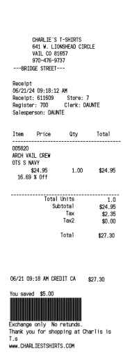 Clothing store receipt template image