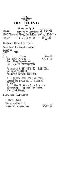 Breitling USA receipt image