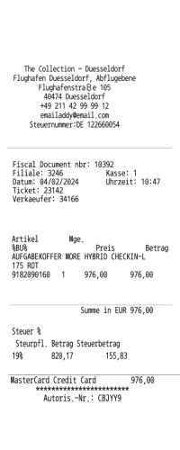 German retail receipt