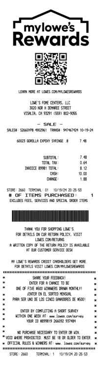 Lowes receipt template New QR image