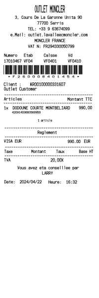 OUTLET MONCLER receipt template image