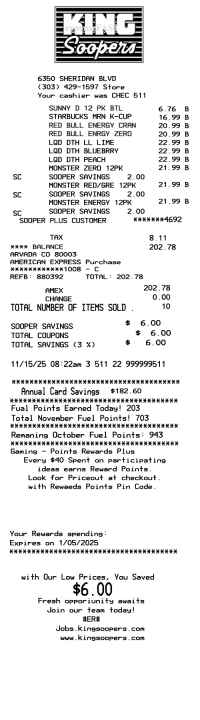 King Soopers receipt Template image