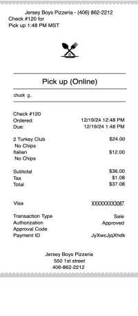 Toast receipt template