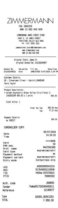 Zimmermann receipt template image