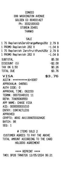 Conoco fuel receipt template