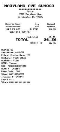 Sunoco fuel receipt template image