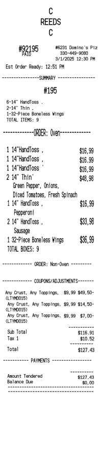 Dominos receipt template 2 receipt template preview thumbnail