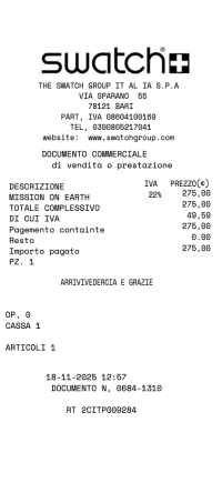 Omega Swatch watch receipt template receipt template preview thumbnail