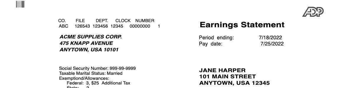 ADP Paystub Template