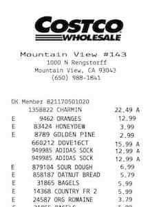 COSTCO Receipt Template