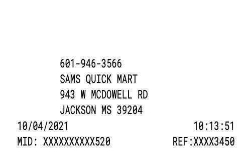 Convenience Mart POS receipt