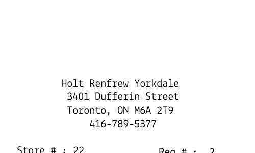 Holt Renfrew receipt template image