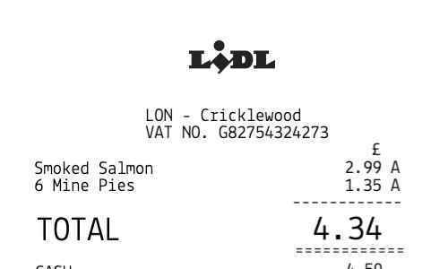 Lidl receipt template image