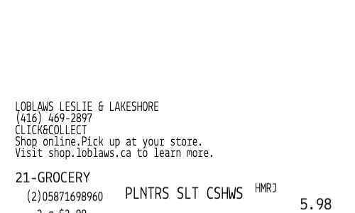 Loblaws receipt template